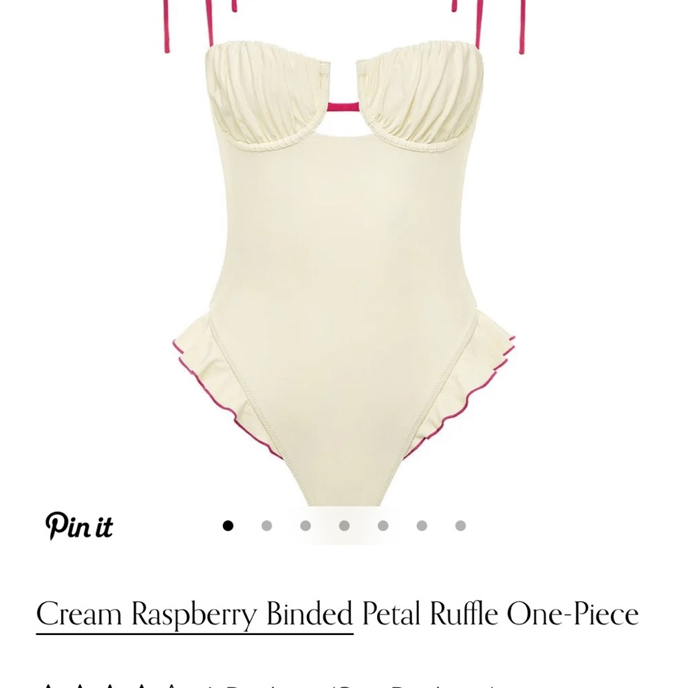 Montce Cream and Raspberry Ruffle One-Piece